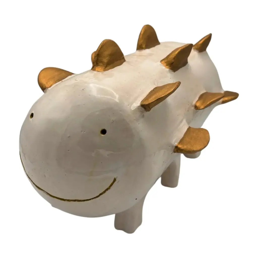 moeilijk spaarvarken (wit/goud)