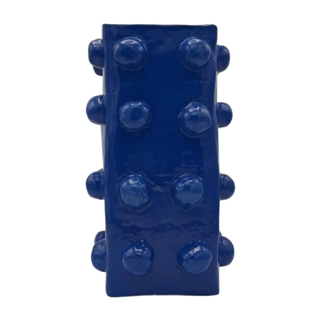 Vaas Hoog Blauw Vierkant met bollen 