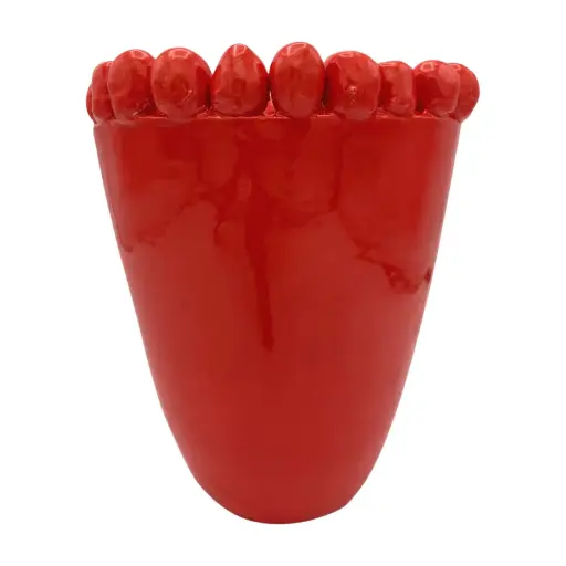 Vaas Hoog Rood Conisch met bollen 