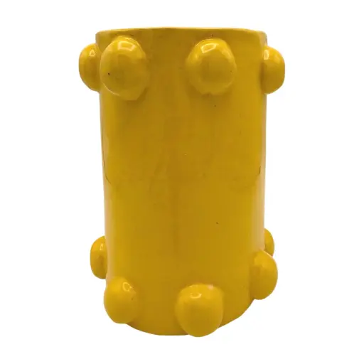 Vaas Hoog geel Rond met bollen